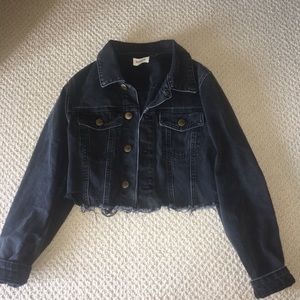 NWOT Mono B cropped distressed denim jacket